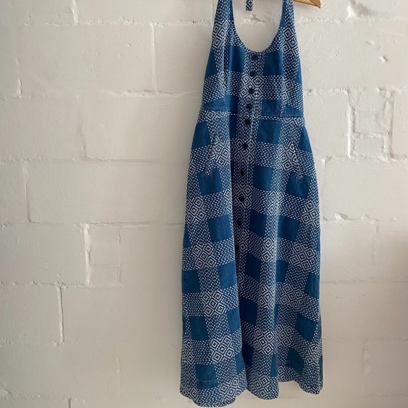 Blue Patterned Halter Dress - Picture 3 of 11